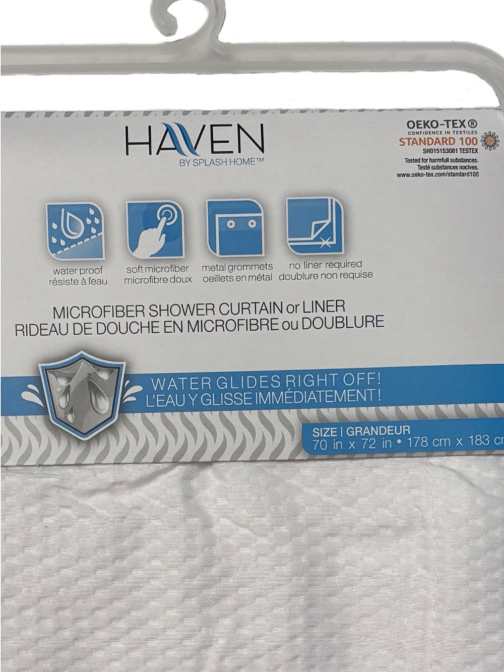 Splash HAVEN White Microfiber Shower Curtain or Liner - Picture 2 of 5